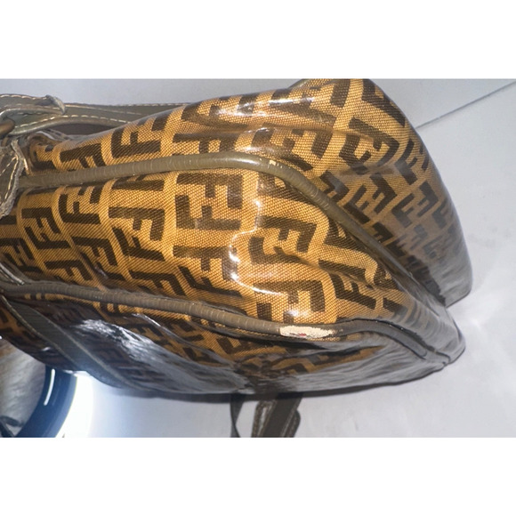 Authentic Fendi Zucca PVC Crossbody Bag Brown Monogram FF Logo Vintage Italy - Picture 6 of 14